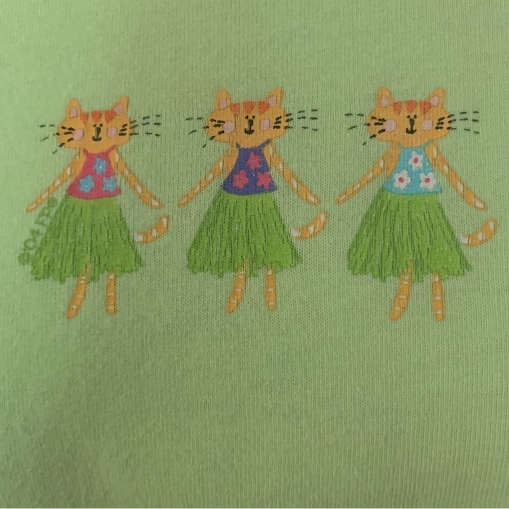 Fresh Produce Hula Dancing Cats Green Cotton Short Sleeve Tee Sz S - Picture 4 of 7
